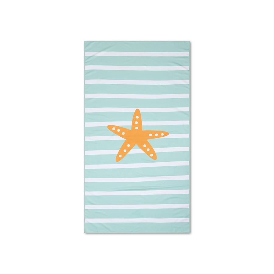Étoiles | Serviette de plage microfibre vert blanc 170 x 90 cm