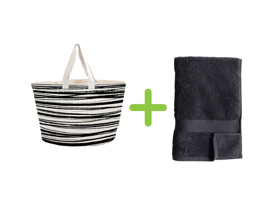 Bo Wevil Beach Sac + serviette de bain (100x180 cm) - anthracite