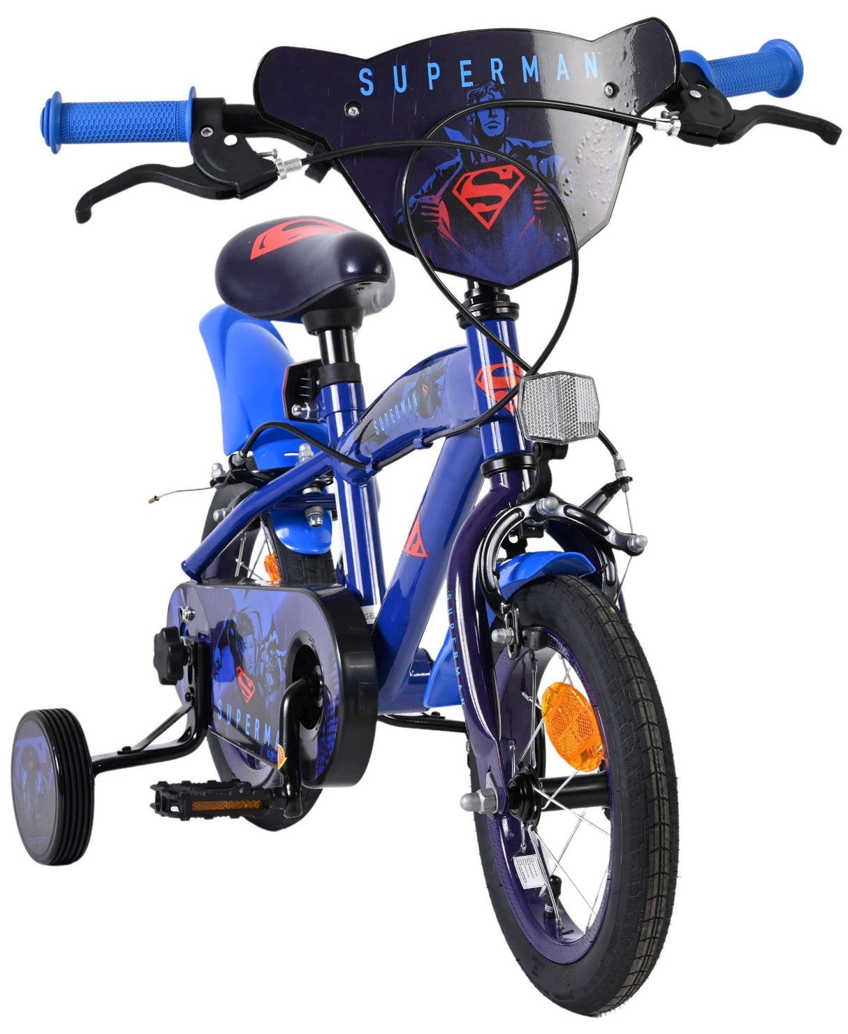Vélo pour enfants Superman - garçons - 12 pouces - bleu - deux freins à main
