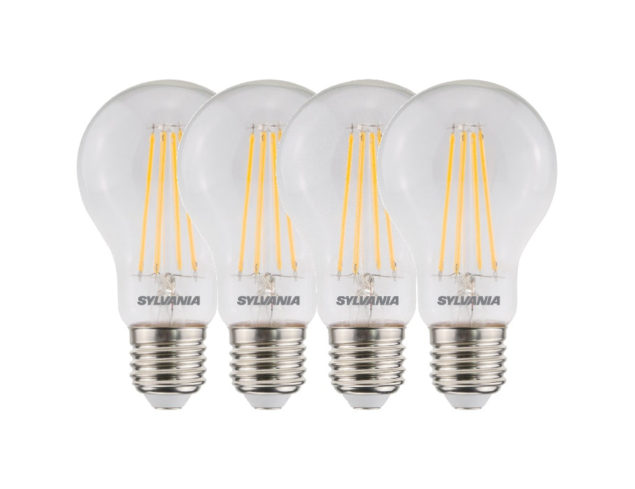 Lampe LED Sylvania - E27 - 806 lm - ampoule - transparente - filament - 4 pièces