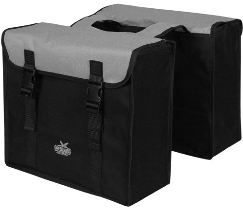 Sac double du Groenlands, noir-gris. Dimensions 38x34x13cm. Contenu total 35L