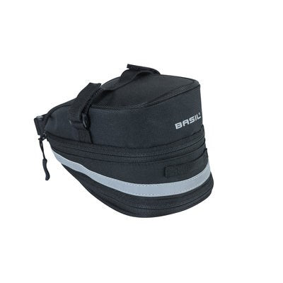 Basil Mada Saddle Sac - compact, noir, 1L, velcro, accessoire de vélo