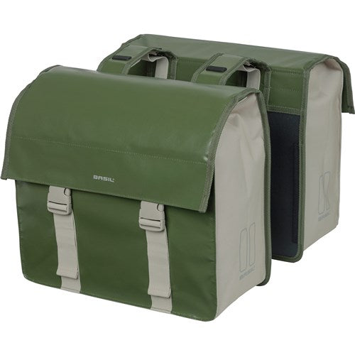 Basil Urban Load Double Bicycle Sac - Polyester étanche à la bâche - Sable vert - 48-53L