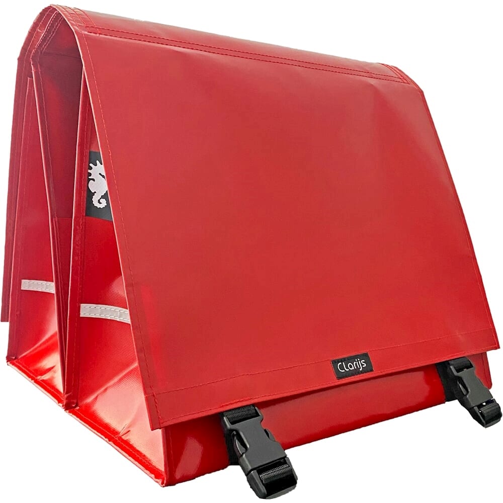 Clarijs sacoche de vélo double l PVC 40l avec découpe rouge