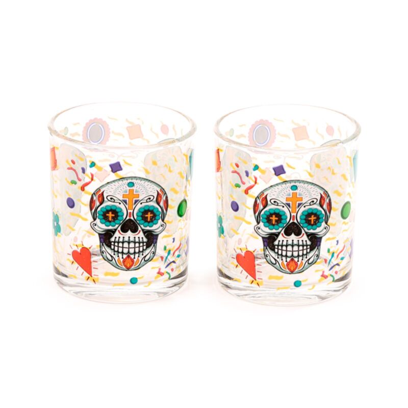 Dia de los muertos lot de 2 verres à boire en verre 250ml