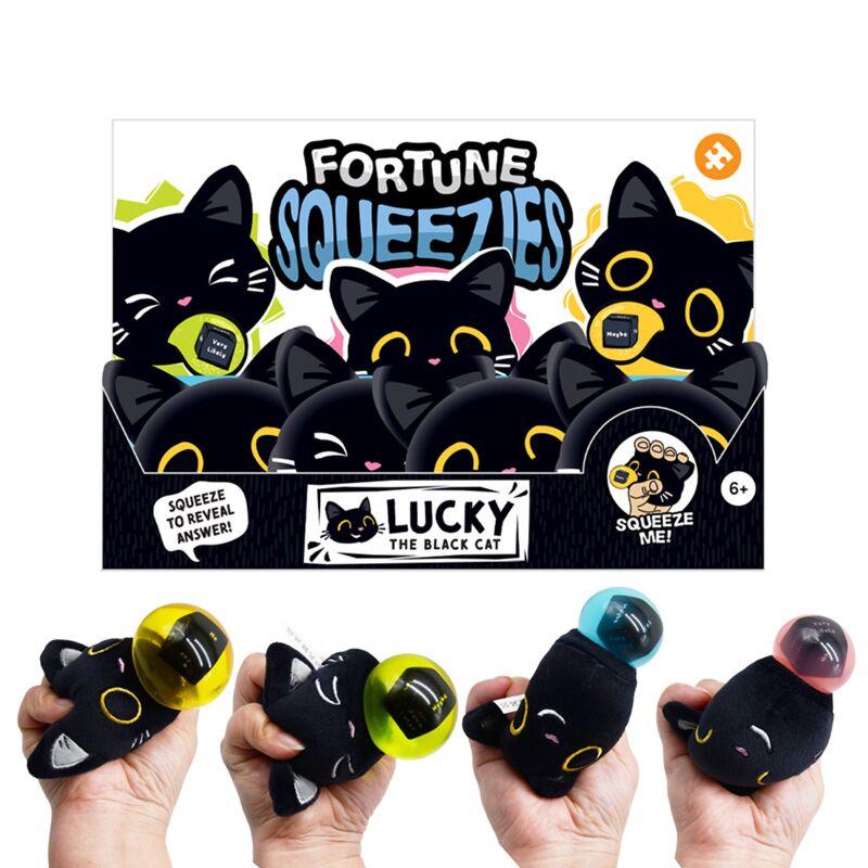 Queasy Squeezies Magic Fortune Teller Lucky le chat noir jouet à presser