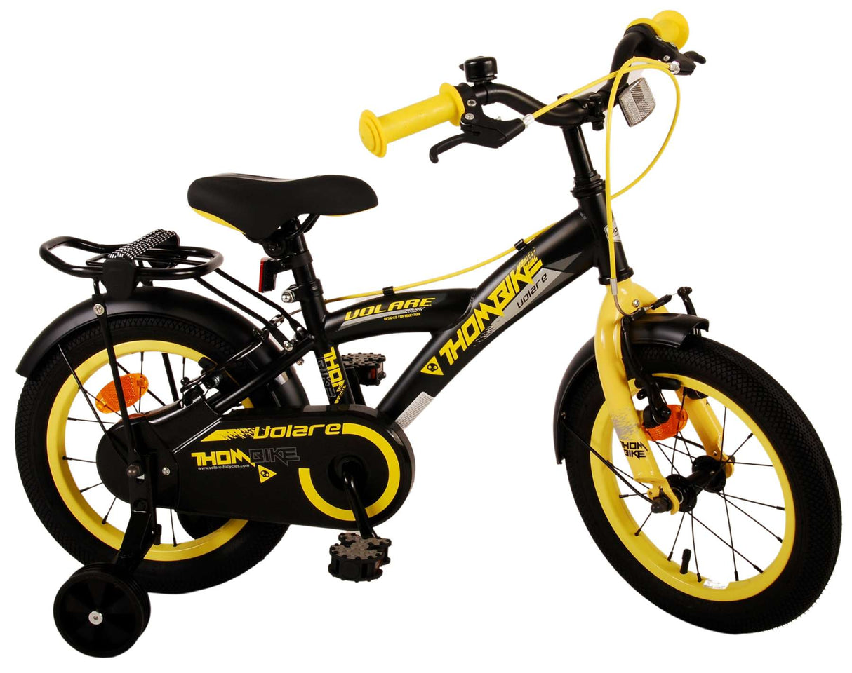 Volare Thombike Children's Bike Boys 14 pouces Black Jaune à deux mains Freins
