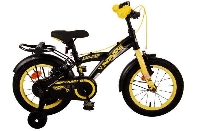 Volare Thombike Children's Bike Boys 14 pouces Black Jaune à deux mains Freins