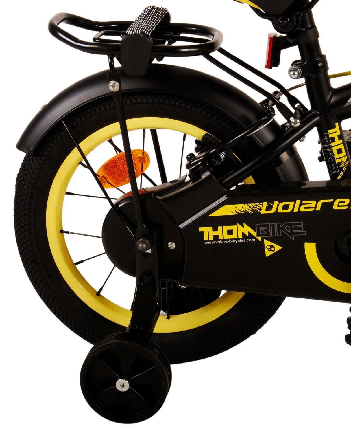 Volare Thombike Children's Bike Boys 14 pouces Black Jaune à deux mains Freins