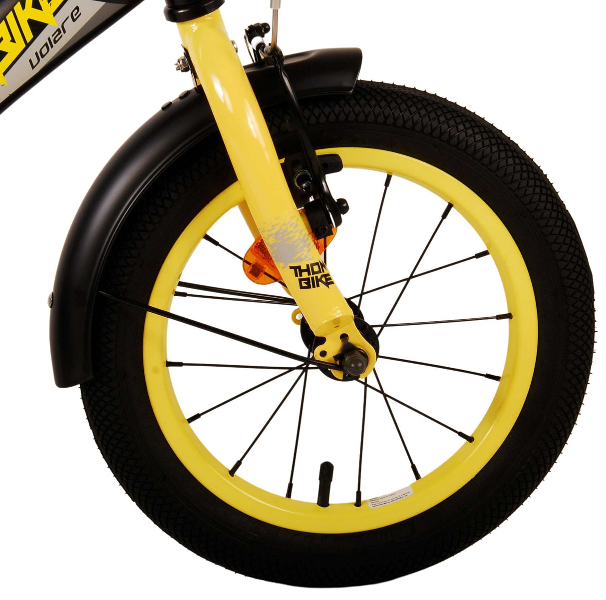 Volare Thombike Children's Bike Boys 14 pouces Black Jaune à deux mains Freins