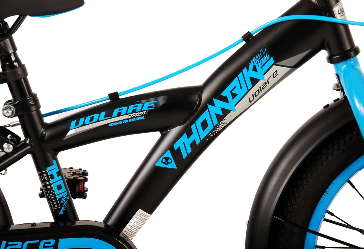 Vélo enfant Volare Thombike - Garçons - 16 pouces - Noir Bleu - Deux freins à main