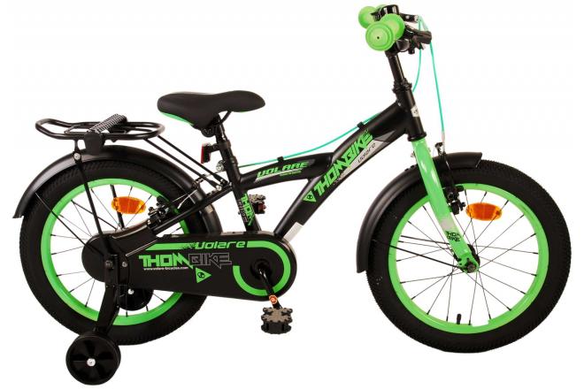 Vélo enfant Volare Thombike - Garçons - 16 pouces - Noir Vert - Deux freins à main