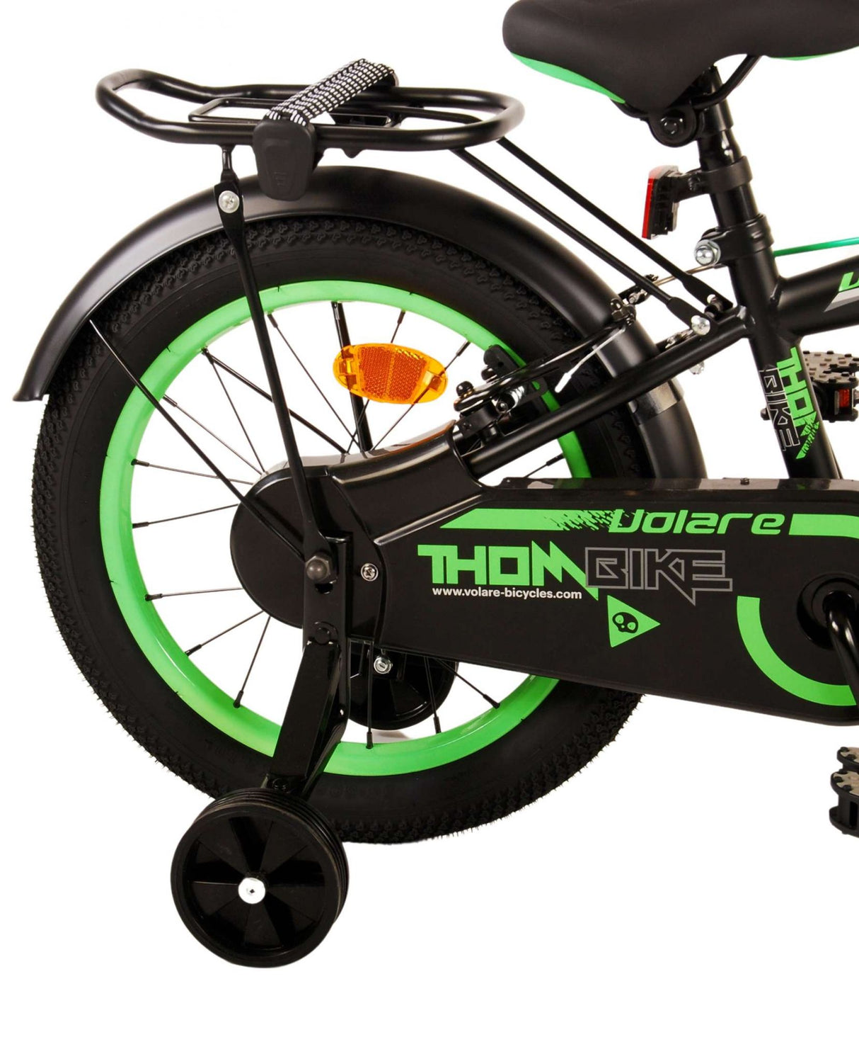 Vélo enfant Volare Thombike - Garçons - 16 pouces - Noir Vert - Deux freins à main