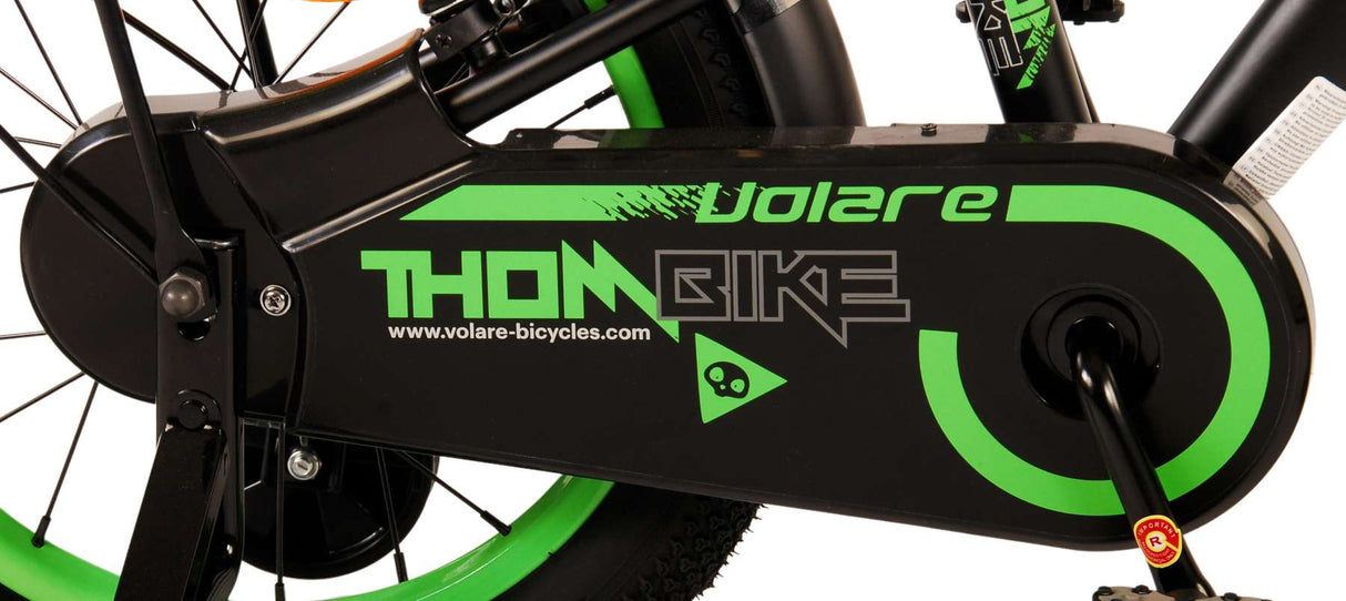Vélo enfant Volare Thombike - Garçons - 16 pouces - Noir Vert - Deux freins à main