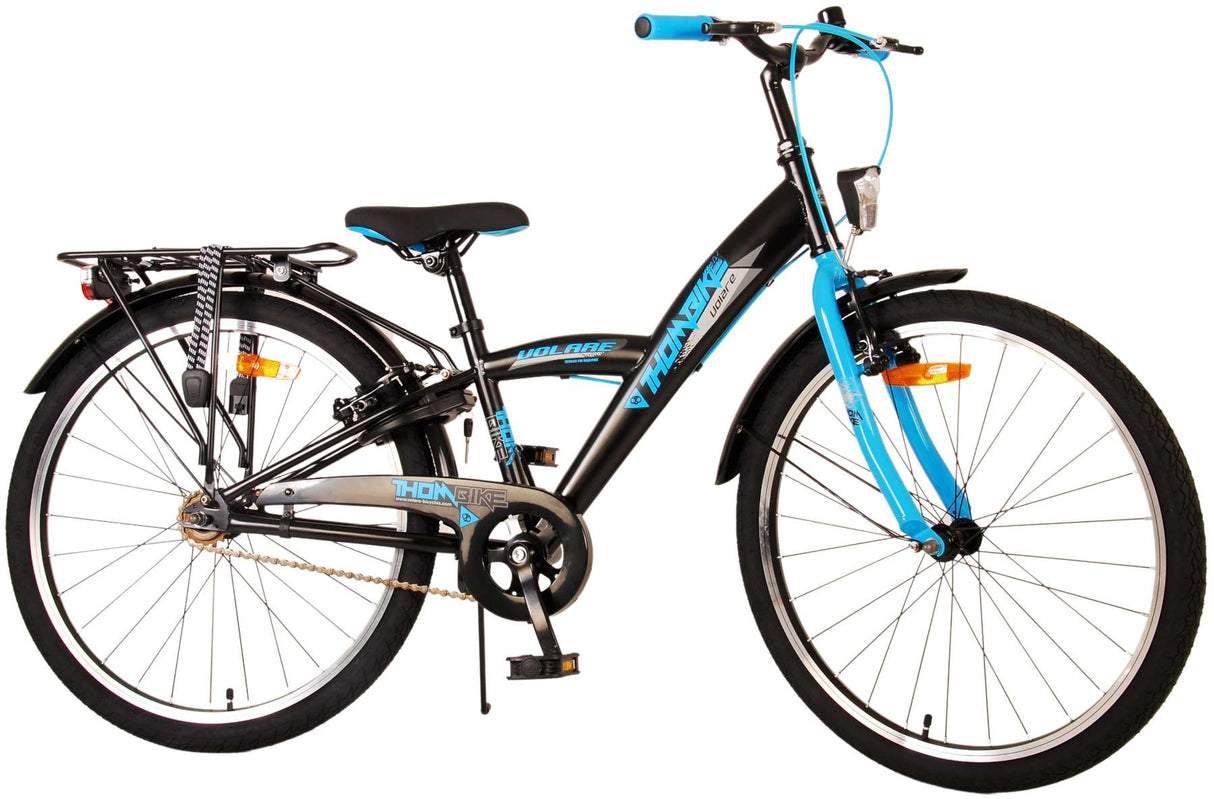 Vélo enfant Volare Thombike - garçons - 24 pouces - noir bleu - deux freins à main