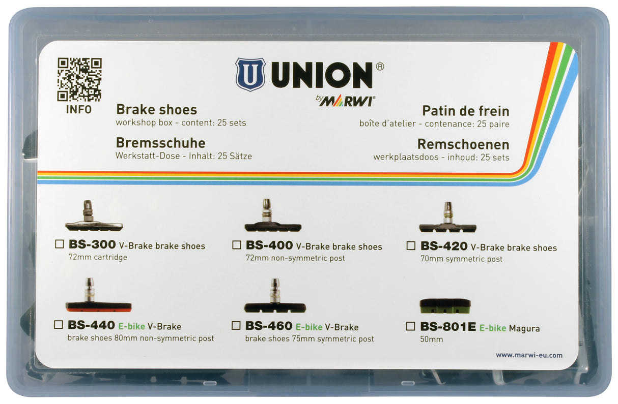 Marwi union jeu de plaquettes de frein à disque bs-460 v-brake 75mm (25pr)