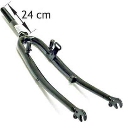 Fourche avant 28 avec tube à 1 fourche - frein en V et drum plus dynamoak - noir brillant