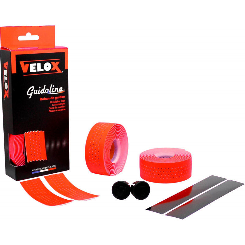 Guidon Velox fluo perforé rouge fluo (2 pcs)