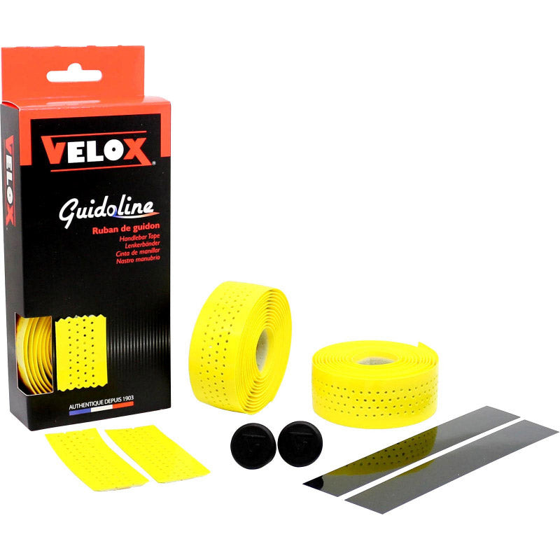 Guidon Velox brillant souple perforé jaune (2pcs)