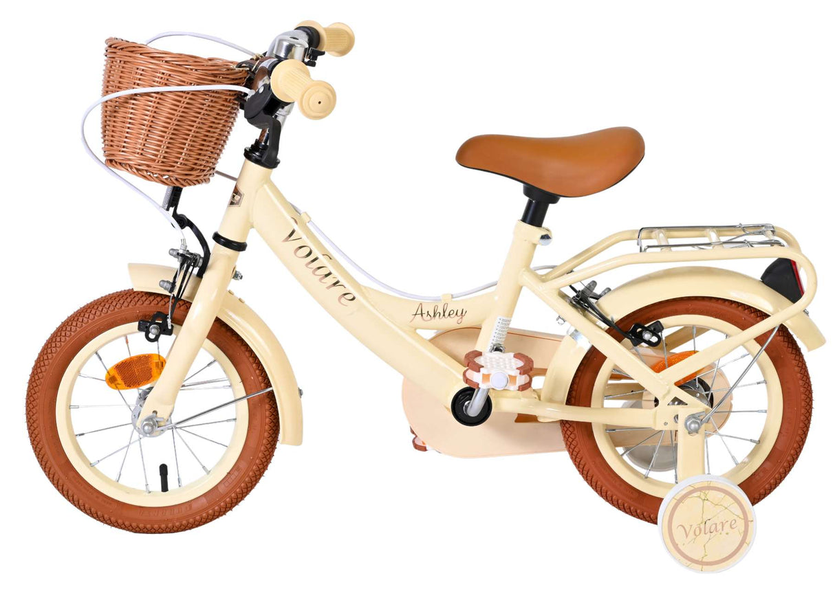 Vélo pour enfants Volare Ashley - filles - 12 pouces - crème - deux freins à main