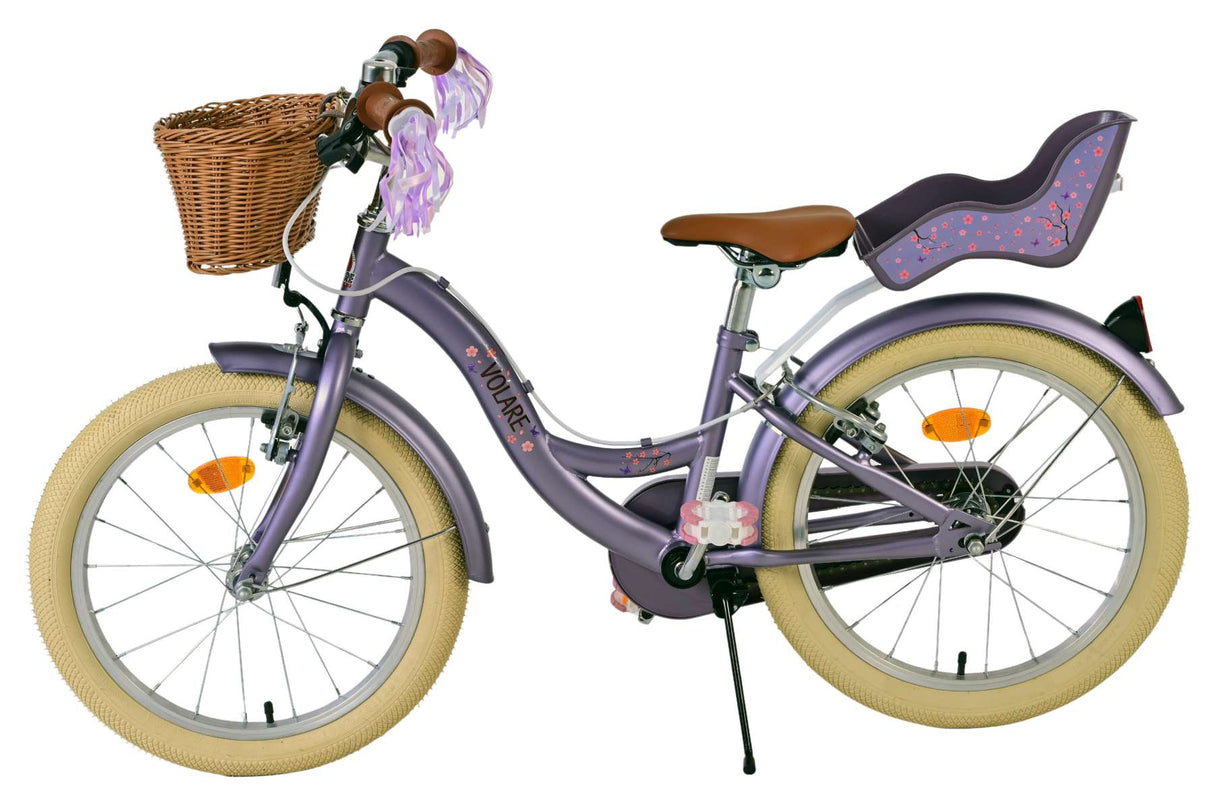 Vélo pour enfants Volare Blossom - filles - 18 pouces - violet - deux freins à main