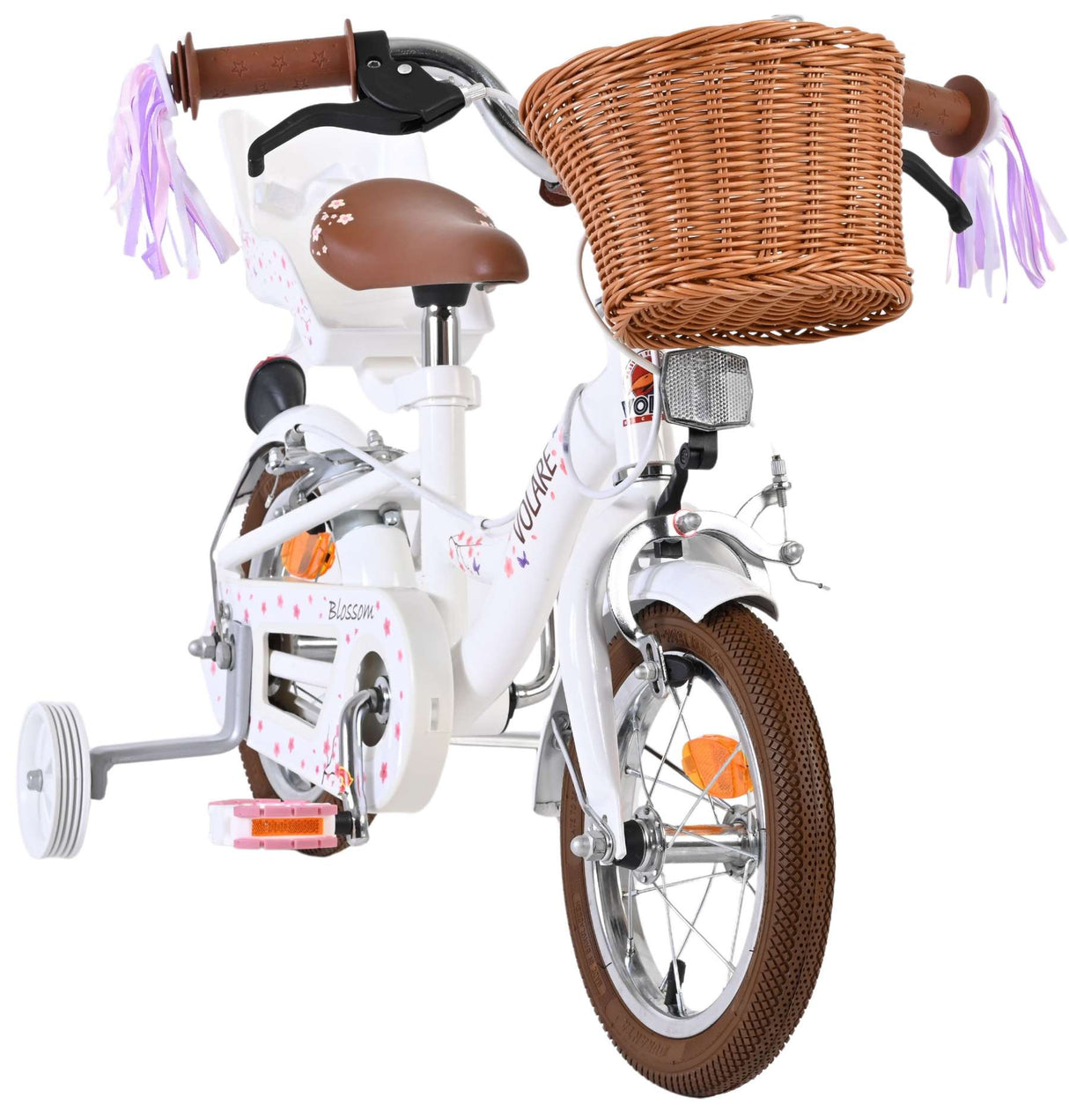 Vélo pour enfants Volare Blossom - filles - 12 pouces - blanc - deux freins à main