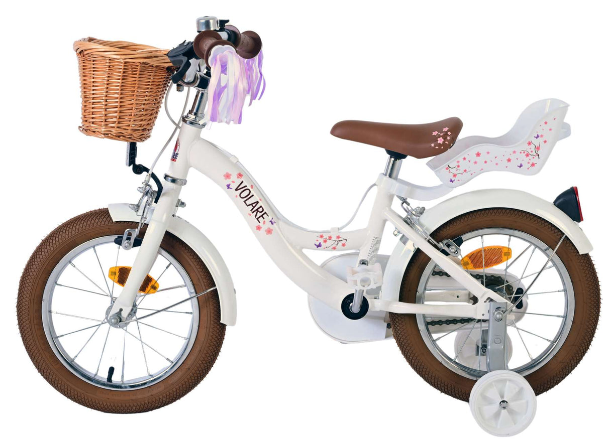 Volare Blossom Children's Bicycle Girls 14 pouces Blancs Brois à deux mains