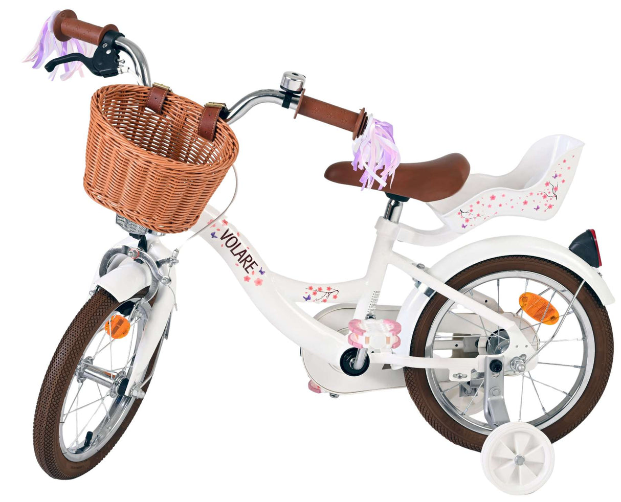 Vélo pour enfants Volare Blossom - filles - 14 pouces - blanc