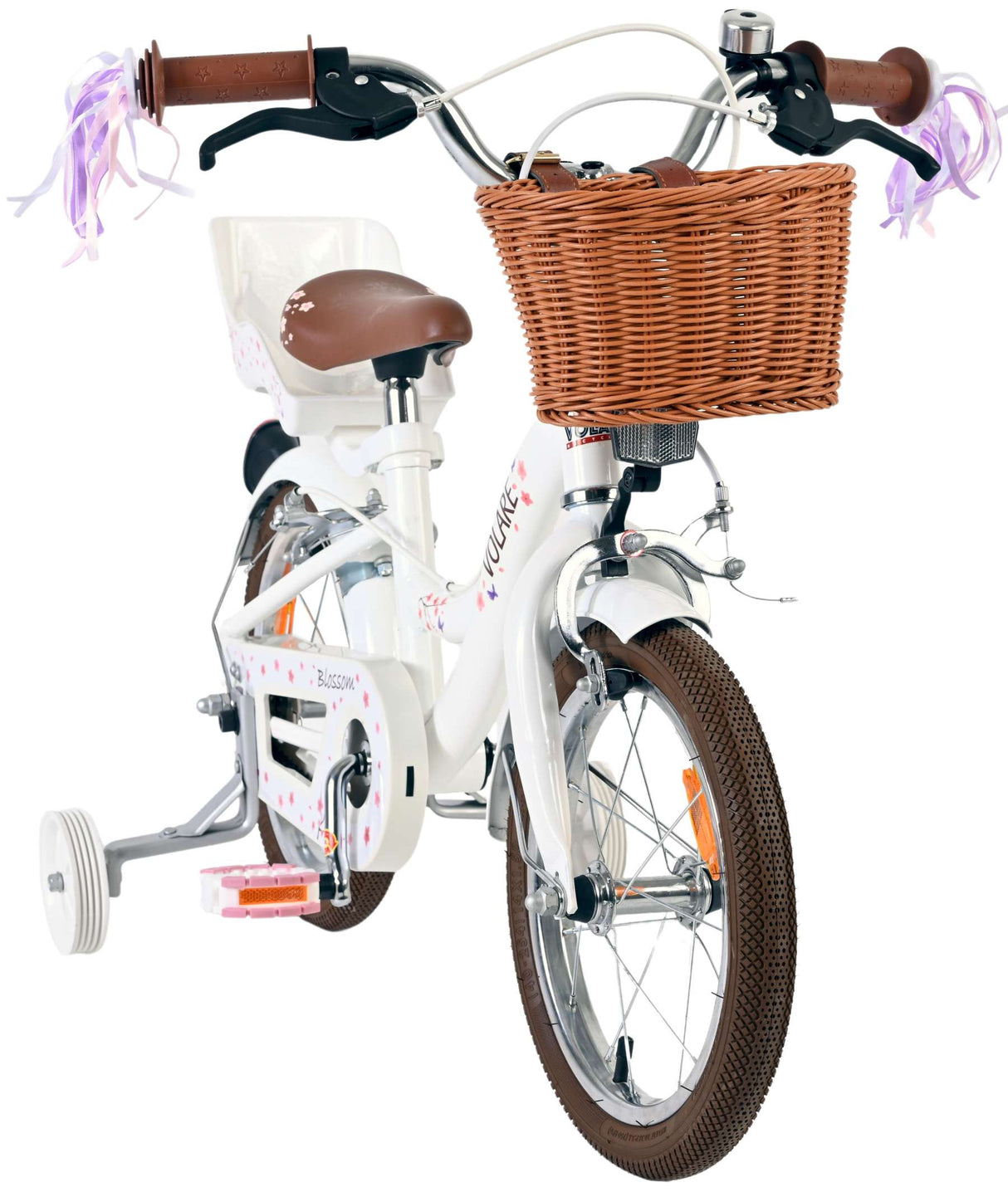 Vélo pour enfants Volare Blossom - filles - 14 pouces - blanc - deux freins à main