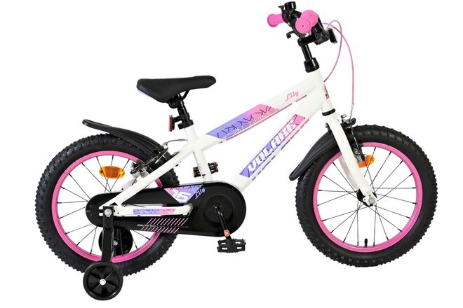 Vélo enfant Volare Lily - filles - 16 pouces - blanc rose violet - deux freins à main