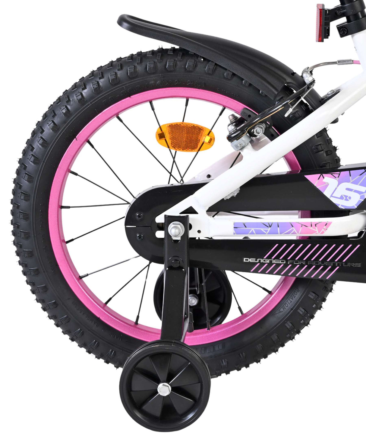 Vélo enfant Volare Lily - filles - 16 pouces - blanc rose violet - deux freins à main