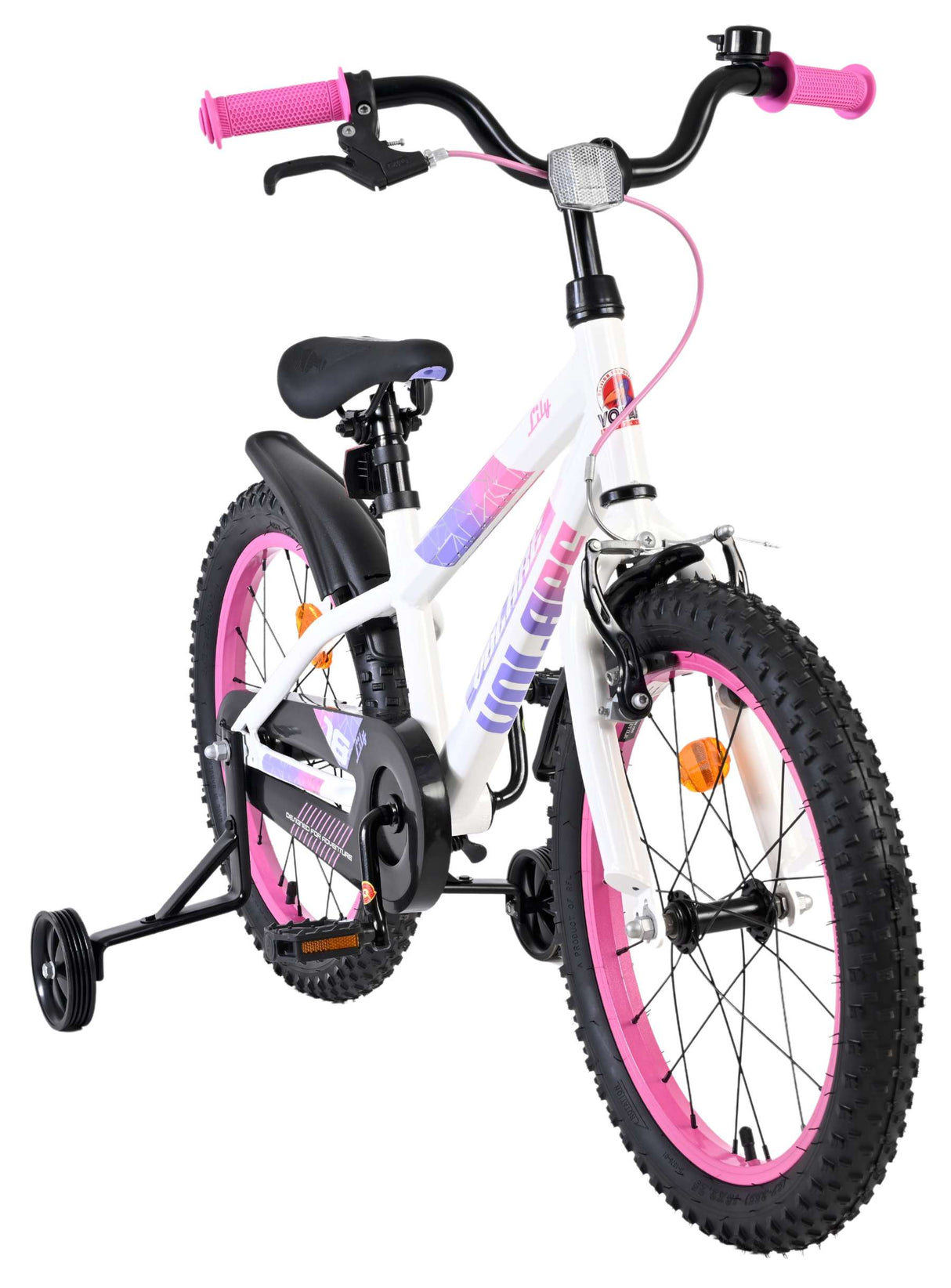 Vélo enfant Volare Lily - filles - 18 pouces - blanc rose violet