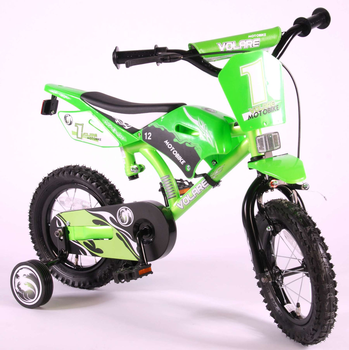 Volare Motorbike Children's Bike - Boys - 12 pouces - vert - 95% assemblé