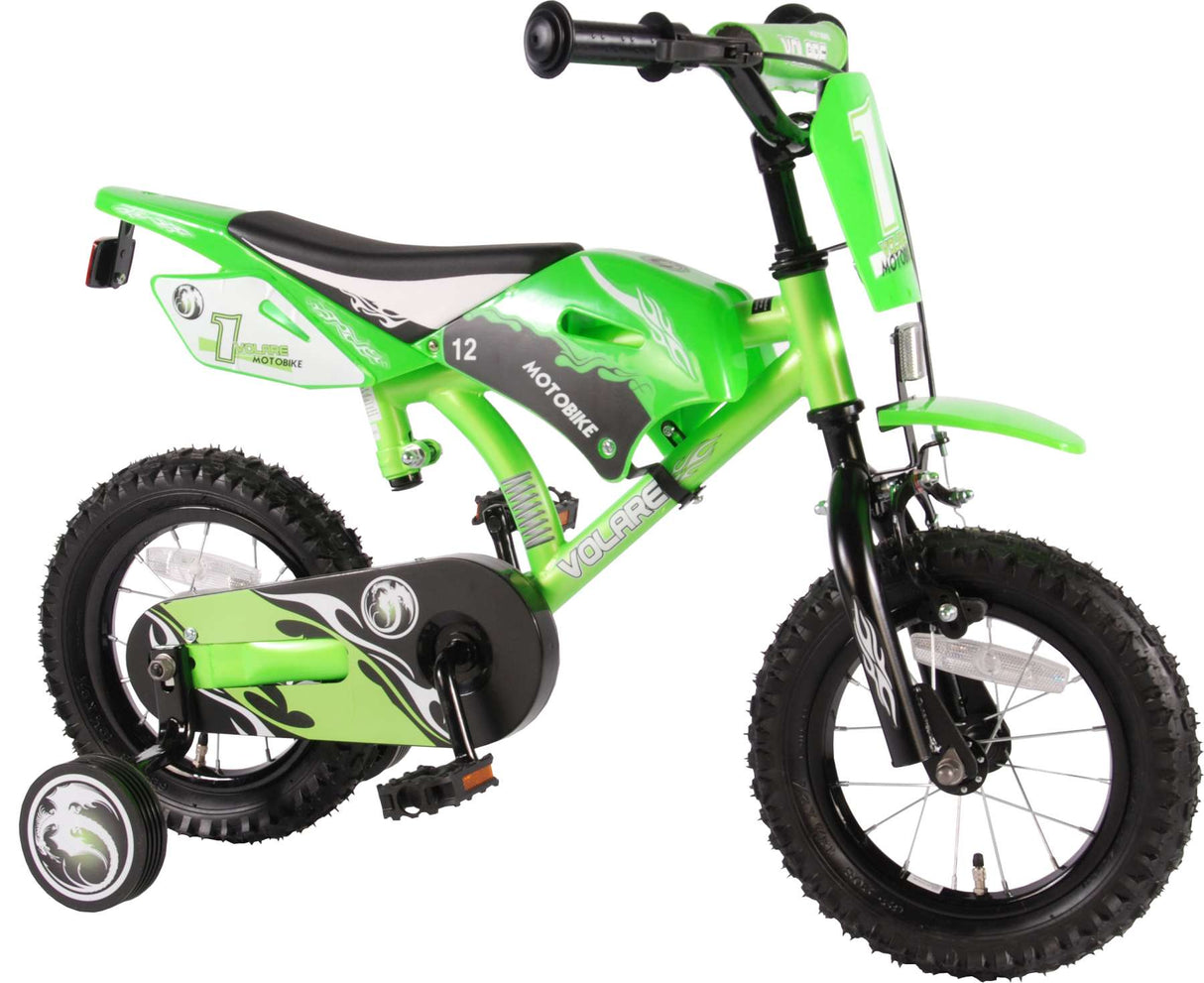 Volare Motorbike Children's Bike - Boys - 12 pouces - vert - 95% assemblé