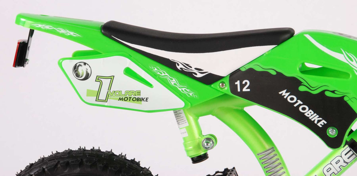 Volare Motorbike Children's Bike - Boys - 12 pouces - vert - 95% assemblé