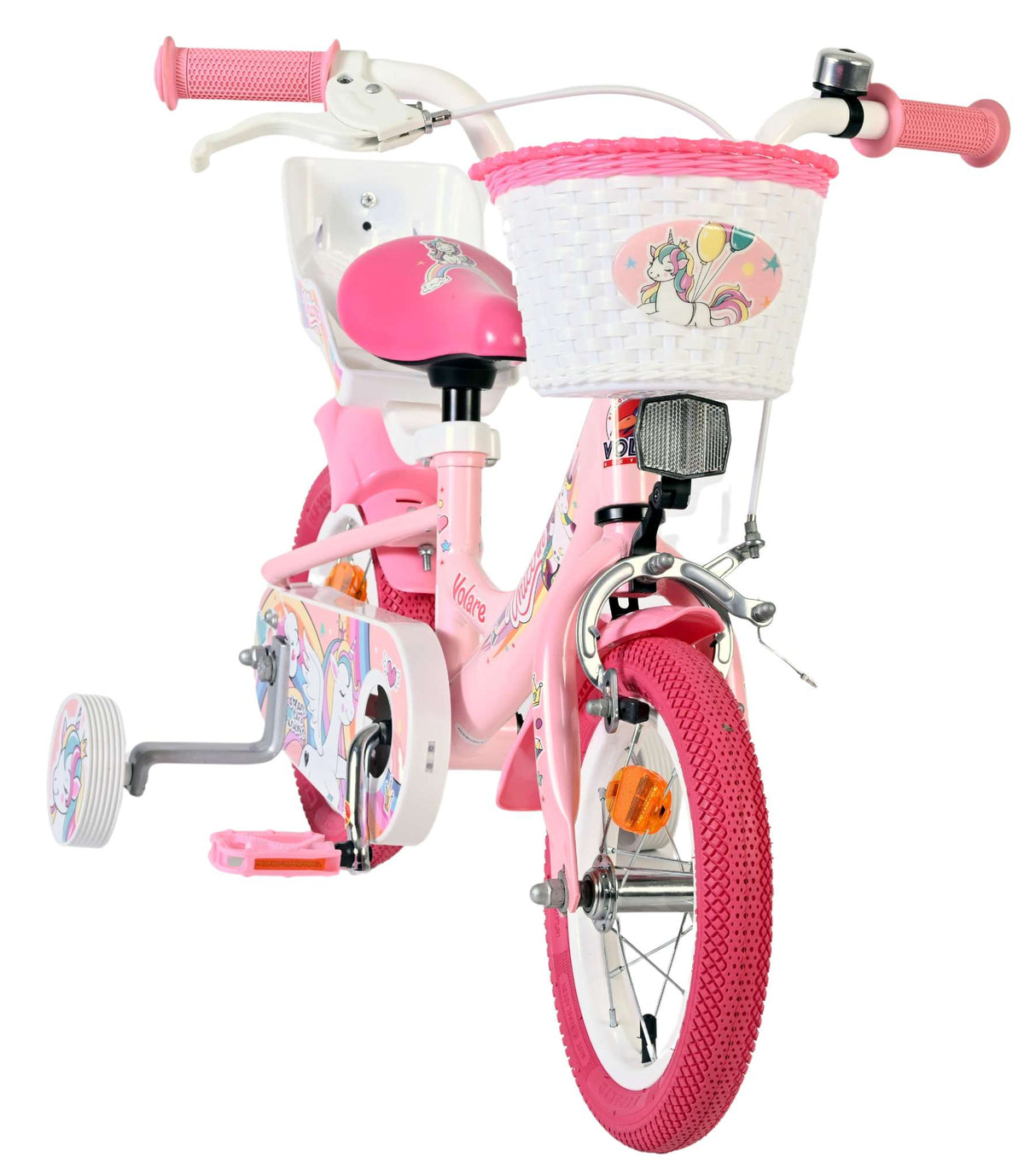 Vélo enfant licorne Volare - filles - 12 pouces - rose