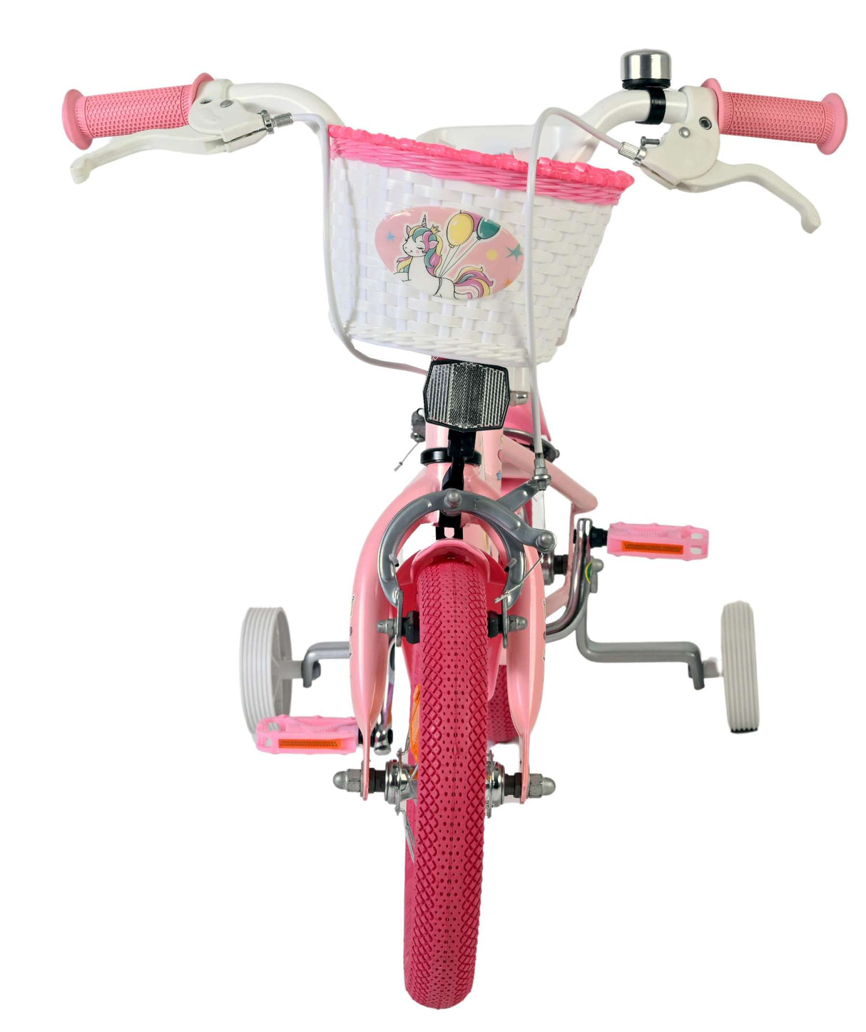 Vélo enfant Volare licorne - filles - 12 pouces - rose - deux freins à main