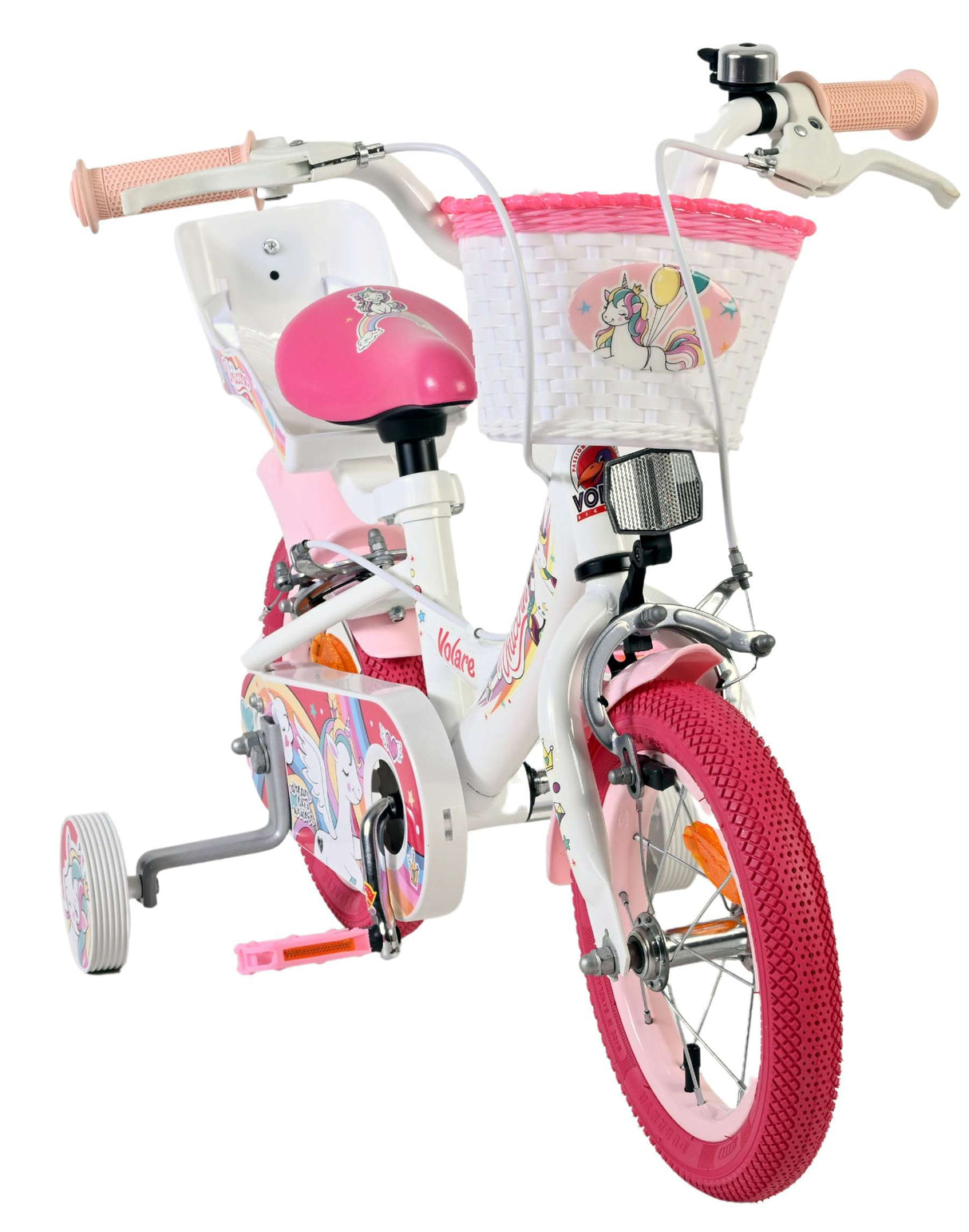 Vélo enfant Volare licorne - filles - 12 pouces - blanc - deux freins à main