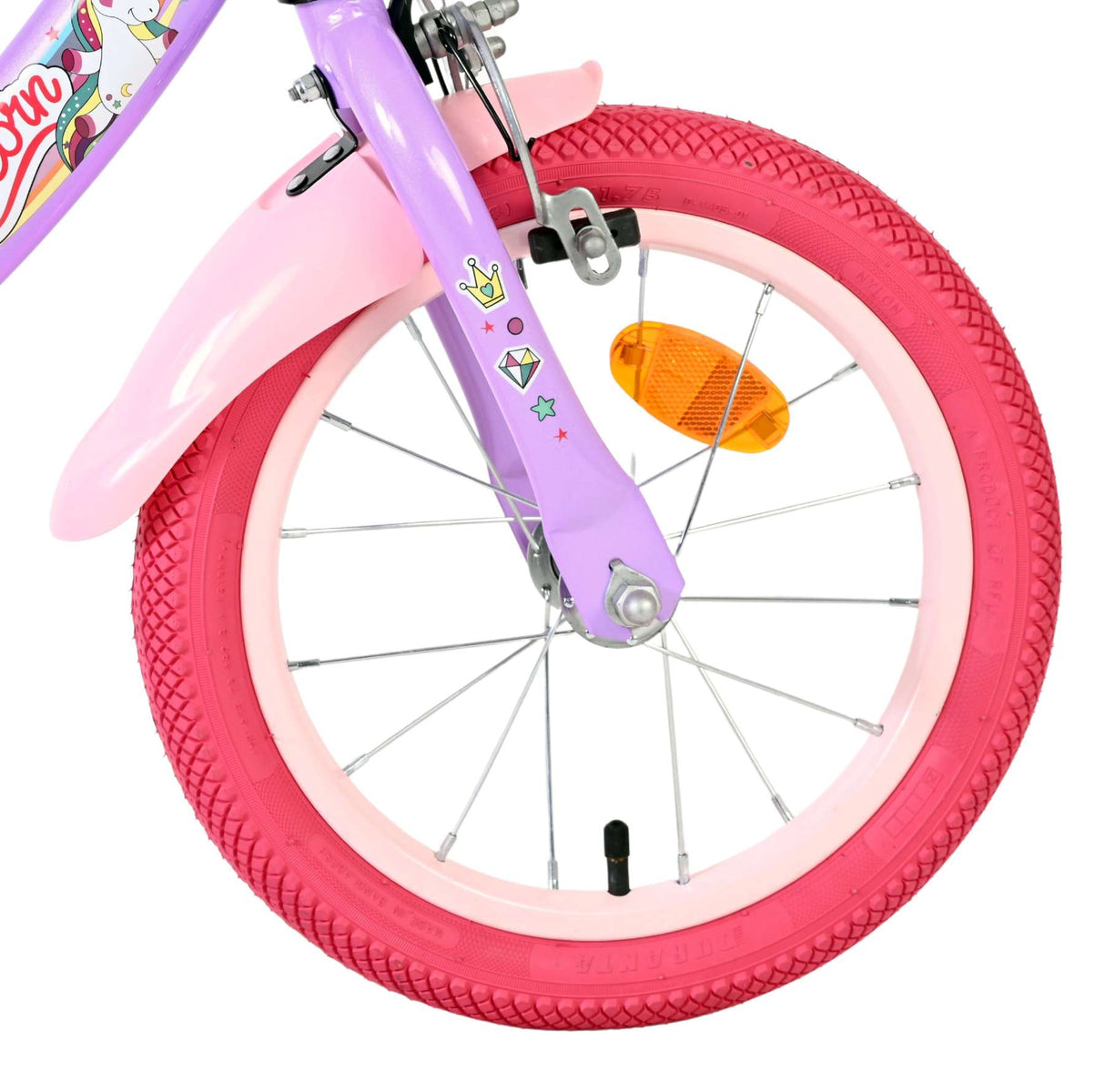 Vélo enfant licorne Volare - filles - 14 pouces - violet