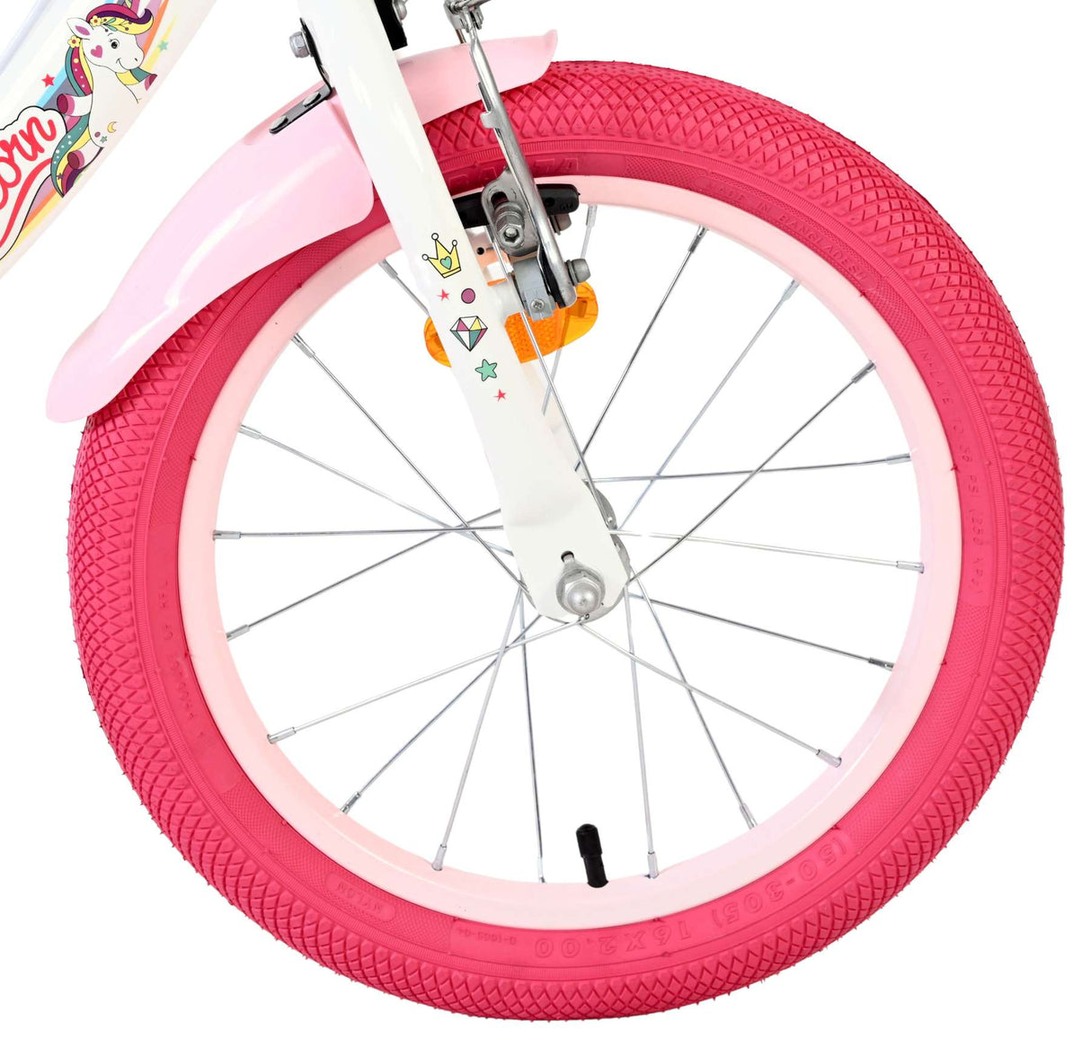 Vélo enfant Volare licorne - filles - 16 pouces - blanc - deux freins à main