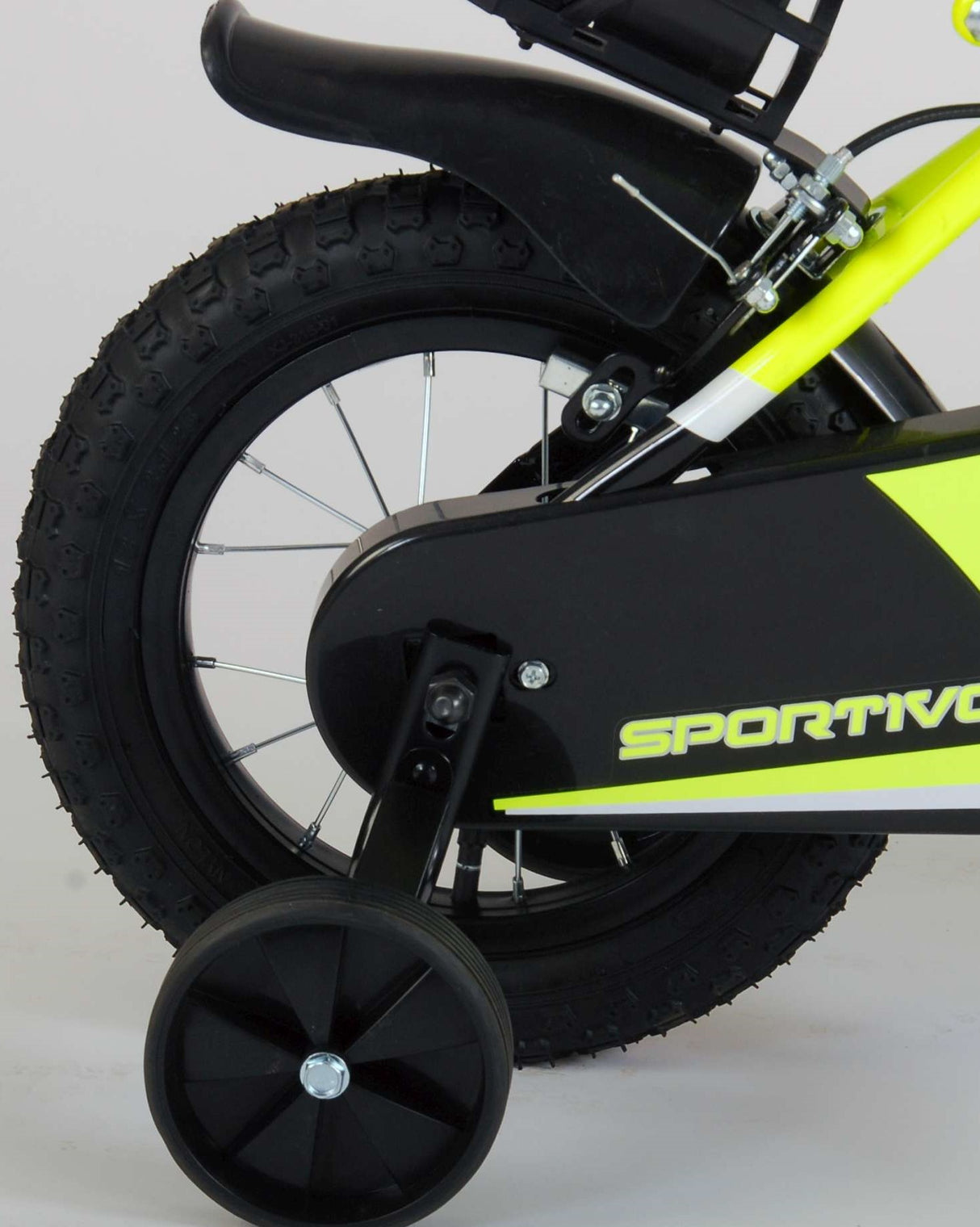 Volare Sportivo Child's Bike Boys Boys 12 pouces Néon Geel Black Bracks à deux mains 95% assemblés