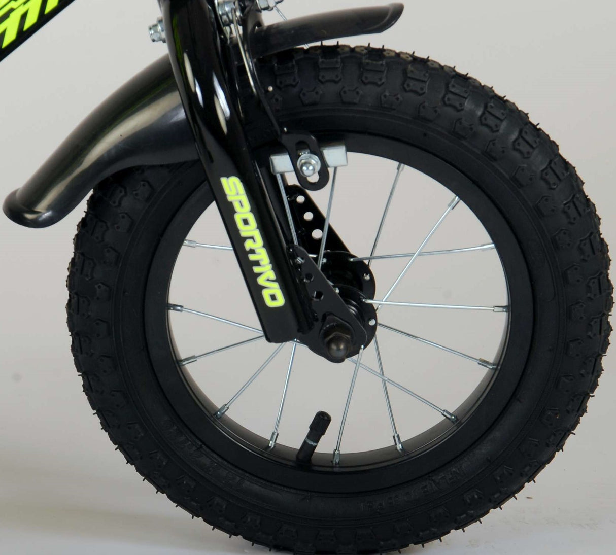 Volare Sportivo Child's Bike Boys Boys 12 pouces Néon Geel Black Bracks à deux mains 95% assemblés