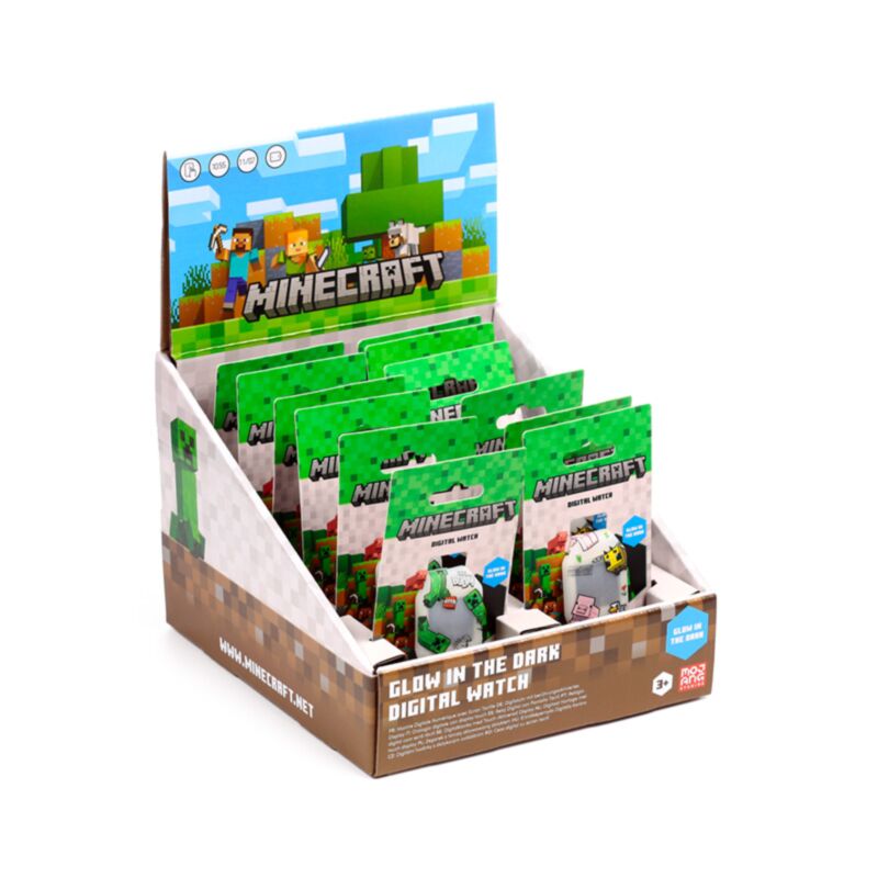 Minecraft brille dans la montre numérique en silicone sombre