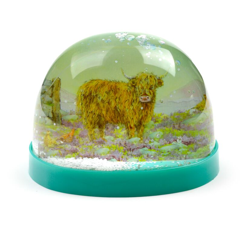 Jan Pashley Highland Coo Cow Grande boule à neige à paillettes