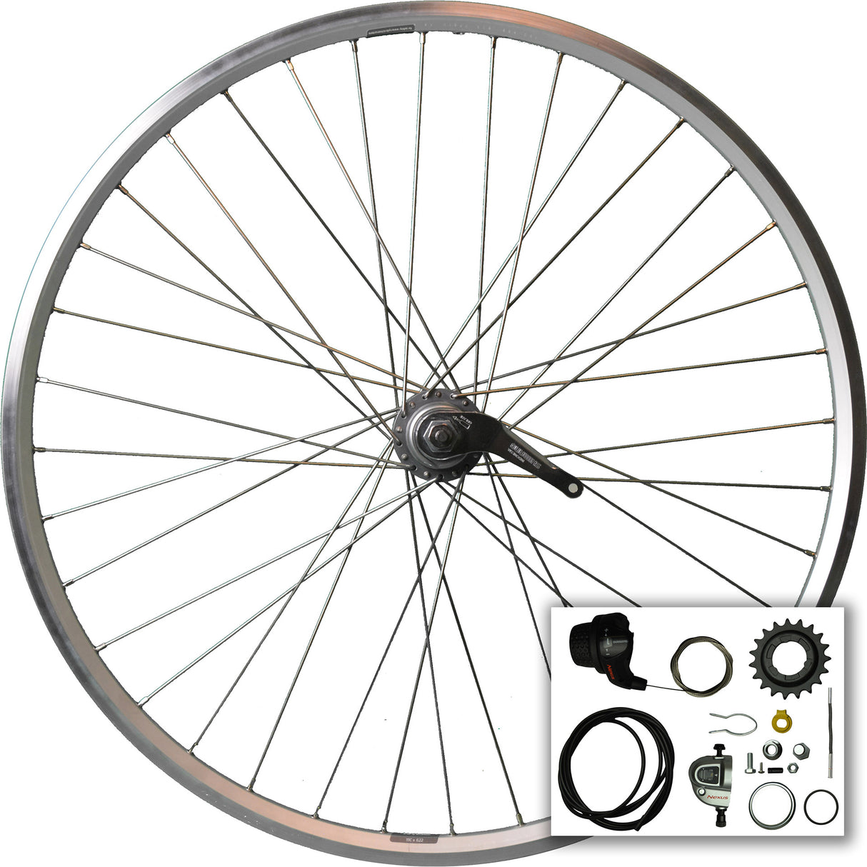 Roue arrière Roland 28 nexus 3s rn zac 2000 rayons inox argent