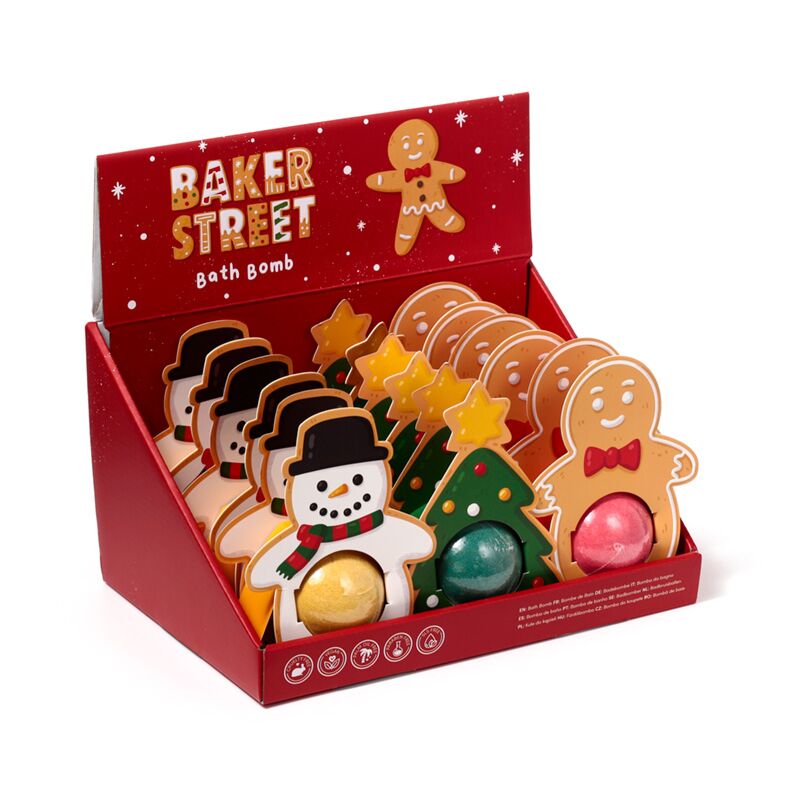 Coffret cadeau de bombes de bain de rue de boulanger en pain d'épice de Noël
