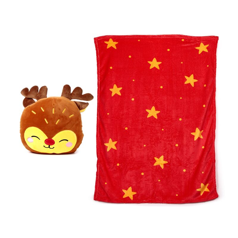 Blankeazzz Couverture de voyage câlin 2 en 1 Rudolph de Noël festif