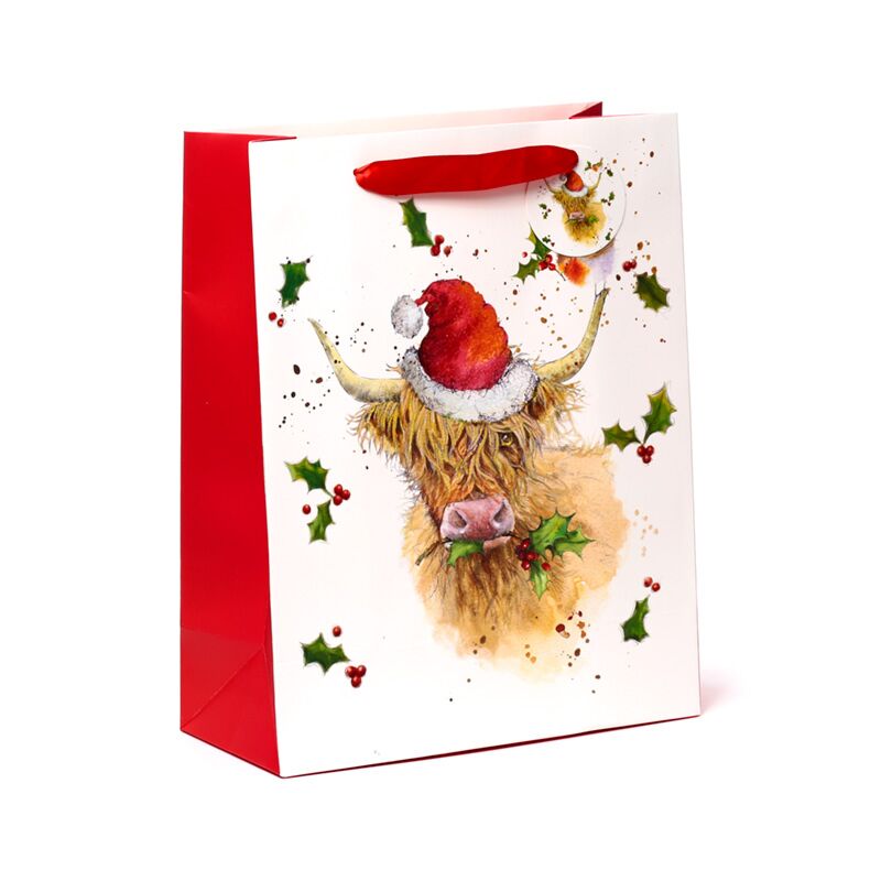 Jan Pashley Noël Highland Coo Sac cadeau L