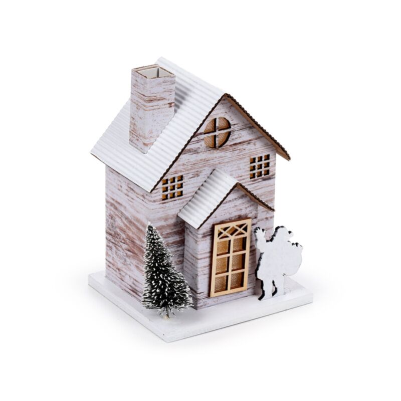 Décoration LED pour maison de Noël en bouleau argenté