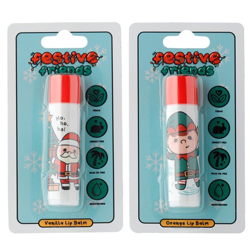 Baume à lèvres en stick Père Noël elfe de Noël - orange vanille